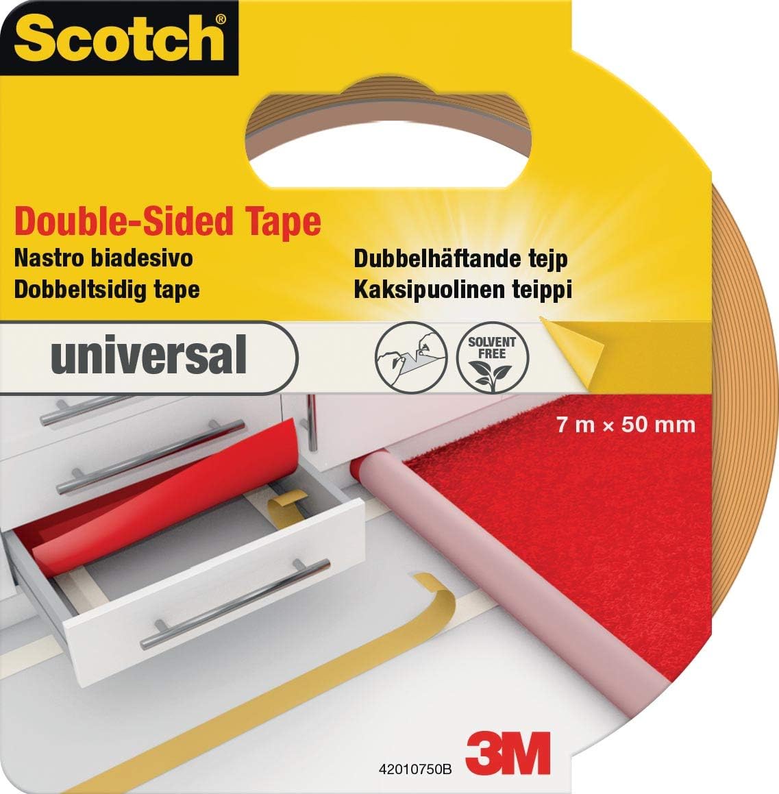 Scotch 42010750 Duct Tape, Double Sided Universal, 7 M X 50 mm, Light Brown, 7 meters x 50 mm - Image 3