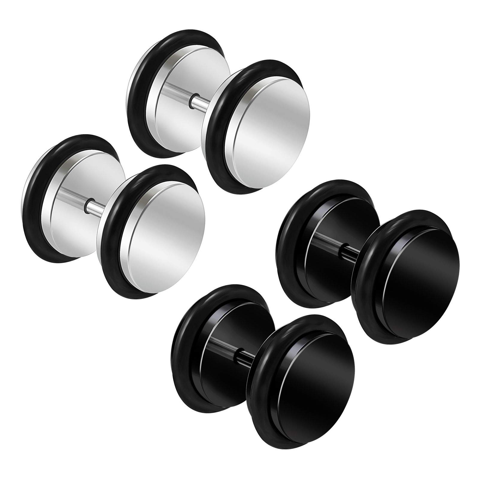 BanaVega 4 Pack Black Anodized Steel Fake Ear Lobe Ear Rings Jewelry See More Sizes Stainless Steel Stainless Steel Stainless Steel Steel Steel, Stainless Steel, Steel