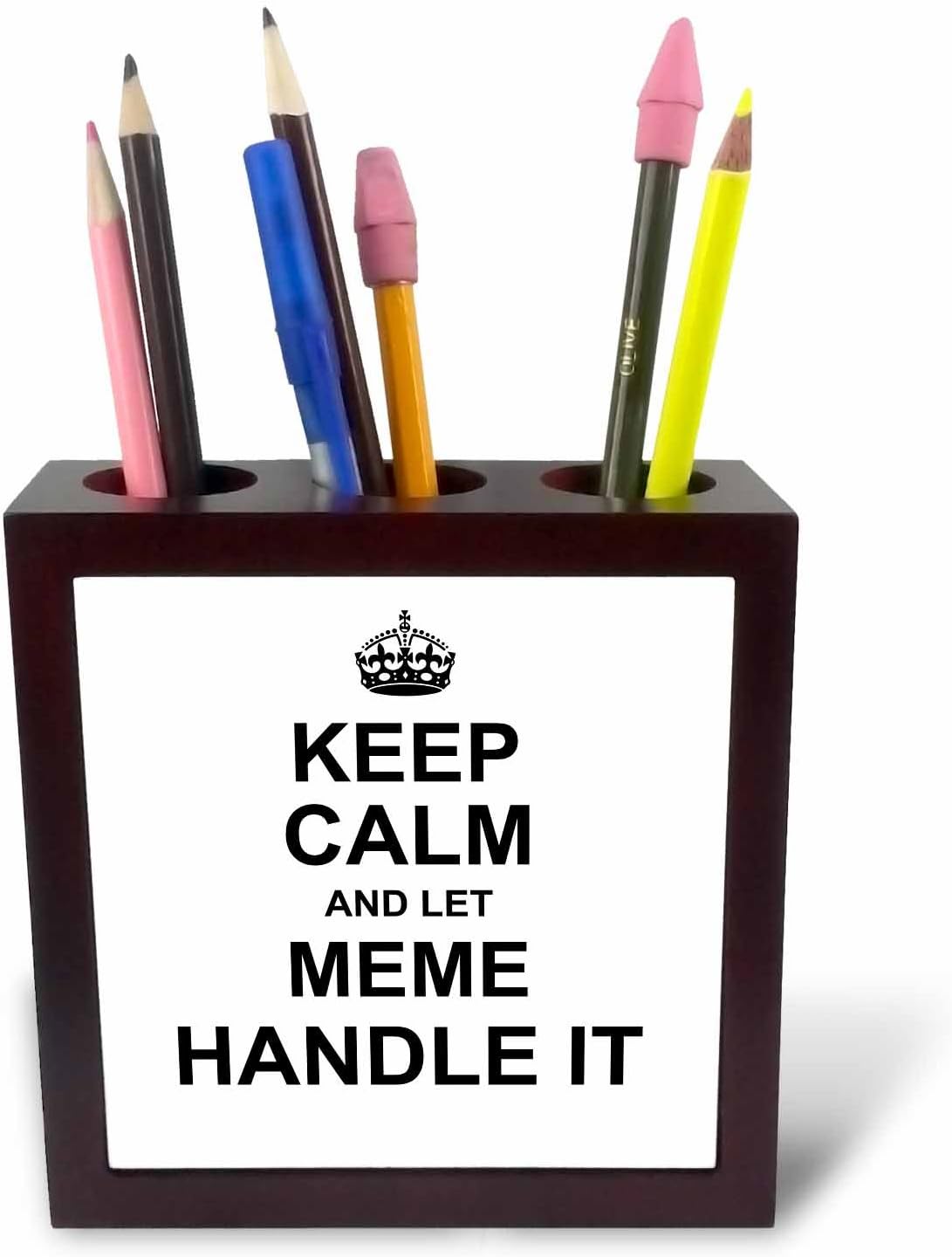 3dRose ph_233085_1 5-Inch "Keep Calm and Let Meme Handle It" Tile Pen Holder
