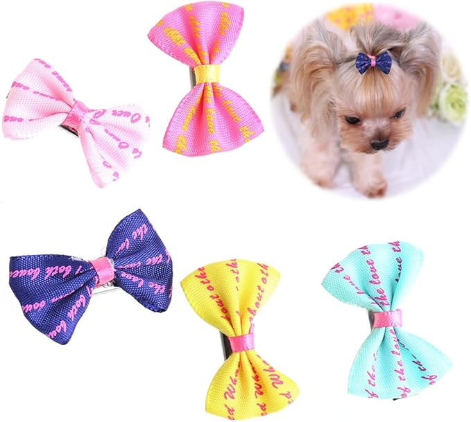 Amrka 5Pcs Pet Cat Dog Hair Clips Bows Yorkie Hair