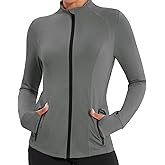YOKGO Workout Jackets for Women Lightweight Running Jackets Full Zip Yoga Athletic Clothes Slim Fit with Pockets