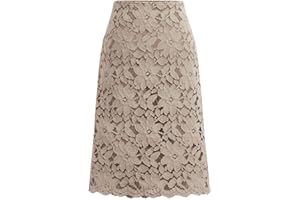 ebossy Women's Elegant Floral Lace Knee Length Pencil Skirt