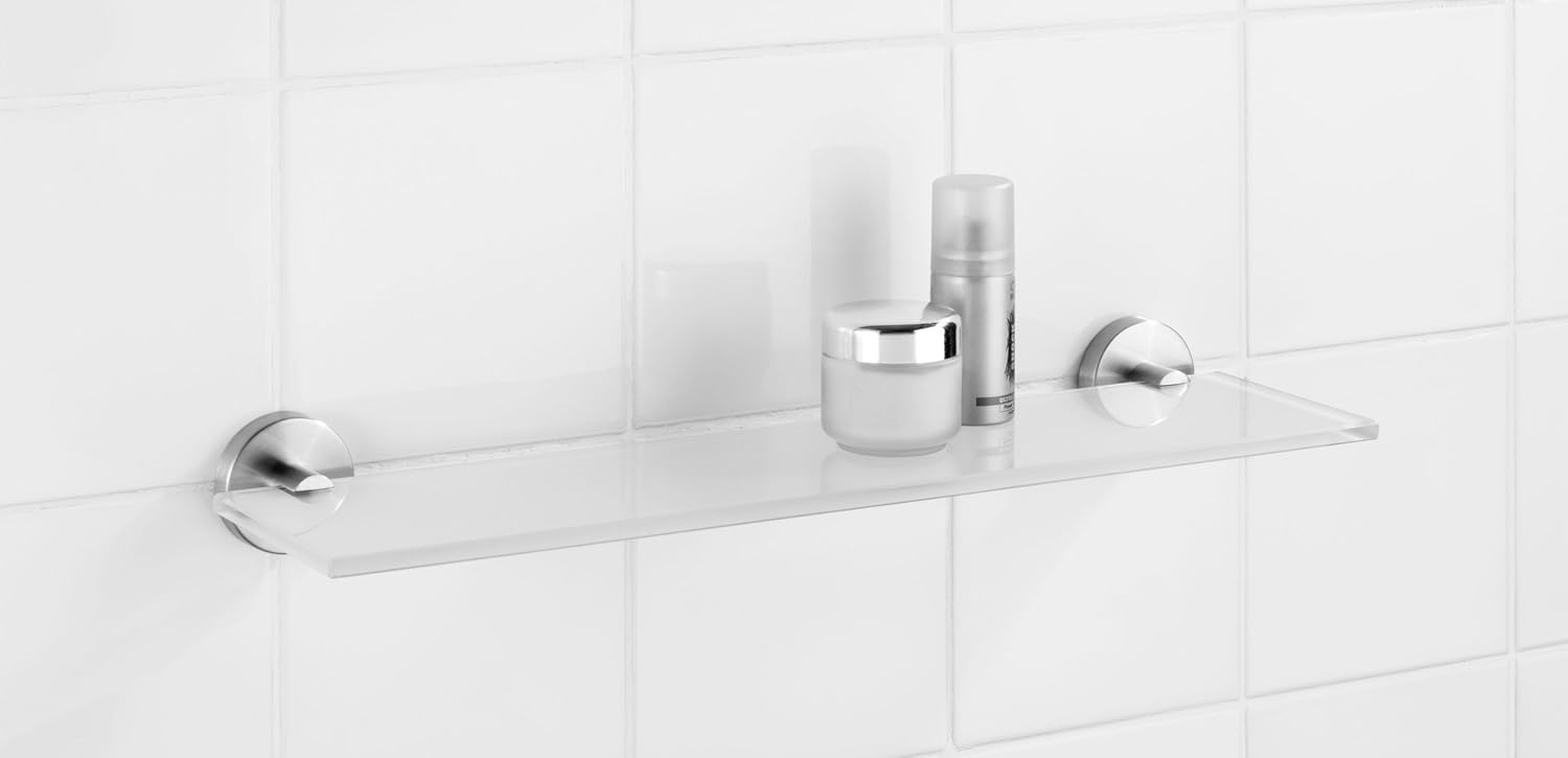 WENKO 19623100 Glass shelf Bosio, Metal Stainless steel, 46.5 x 5.5 x 13.5 cm, Matt, Silver - Image 3