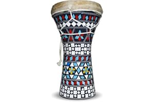 BONBALLOON 1pcs Small Egyptian Wooden Tabla Drum Doumbek Goat Skin Mosaic 6" Handmade (425)