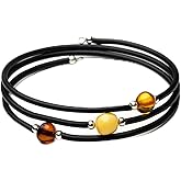 Baltic Amber Bracelet 3 pieces for Women/Teens - Hand Made from Polished/Certified Baltic Amber Beads