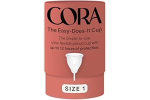 Cora Menstrual Period Cup | Comfortable, Easy to Use | Soft, Medical Grade Silicone | Flexible Fit | Leak Protection, Foldable, Sustainable, Reusable Alternative to Tampons/Pads (Size 1)