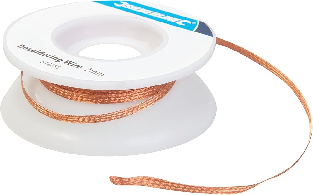 Silverline Copper Desoldering Braid Wire 2mm x 1.5m (512655) Solder Removal
