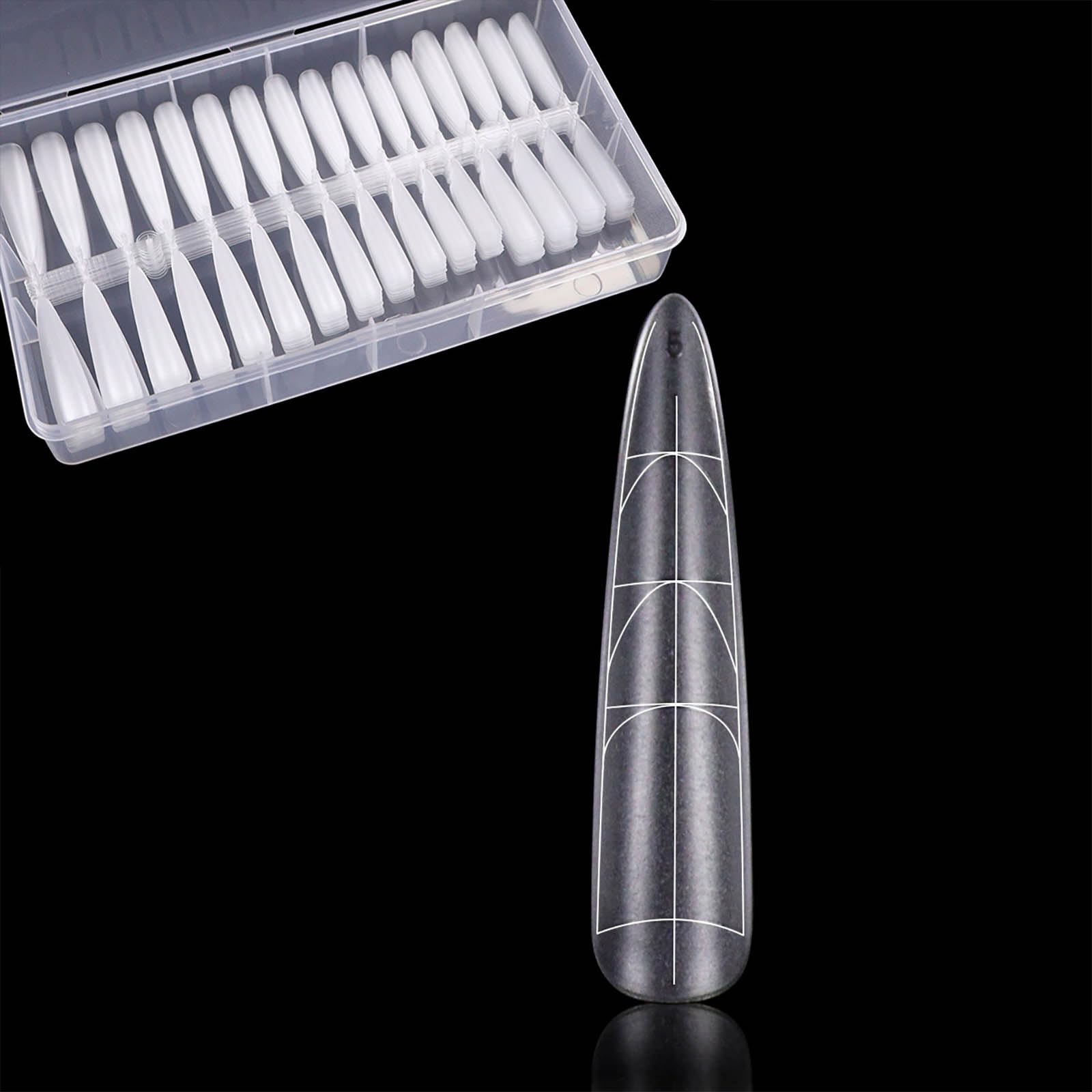 QQPPOLIU Fake Nails,320 Pcs Xxl Long False Nails 2024 with Auxiliary Line Clear Base Acrylic Long Almond Shape Artificial Nails High Heels Shape Trimmable Ultra-Thin Soft Full Cover Nails Kits - Image 7