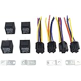 CrazyEve 4 Pack DC 12V 30/40 Amp SPDT 5 Pin Waterproof Automotive Relay + Harness Sockets