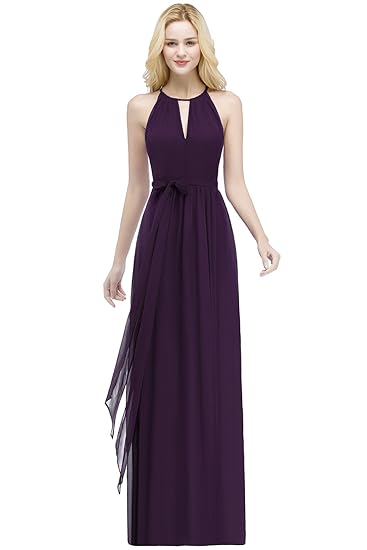 Misshow Damen Chiffon Abendkleid Lang Schulterfrei Elegant Party zur Hochzeit Prom Kleider