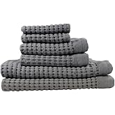 GILDEN TREE Waffle Towel Set Quick Dry Thin | 2 Bath Towels | 2 Hand Towels | 2 Washcloths, Modern Style (Slate)