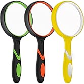 3 Pack Magnifying Glass for Kids, 10X 75mm Magnifying Glass with Non-Slip Rubber Handle, Suitable for Reading Newspapers,Inse