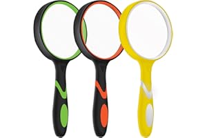 SHENGQIDZ 3 Pack Magnifying Glass, 75mm Magnifying Glass with Non-Slip Rubber Handle, Suitable for Reading Newspapers,Suitable for Seniors