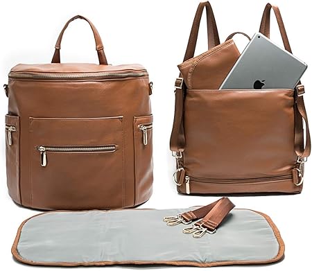 leather baby changing backpack