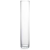 WGVI Quality Thick Weighted Clear Cylinder Glass Vases, 3" W x 16" H, Skinny Bud Tall Vase Floral Bouquet Flower Arrangements Wedding Centerpieces Container Candle Holders Home Decor, 1 Piece