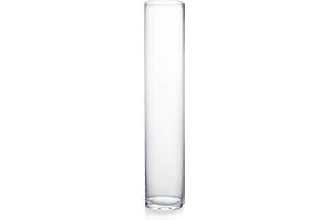WGVI Quality Thick Weighted Clear Cylinder Glass Vases, 3" W x 16" H, Skinny Bud Tall Vase Floral Bouquet Flower Arrangements Wedding Centerpieces Container Candle Holders Home Decor, 1 Piece
