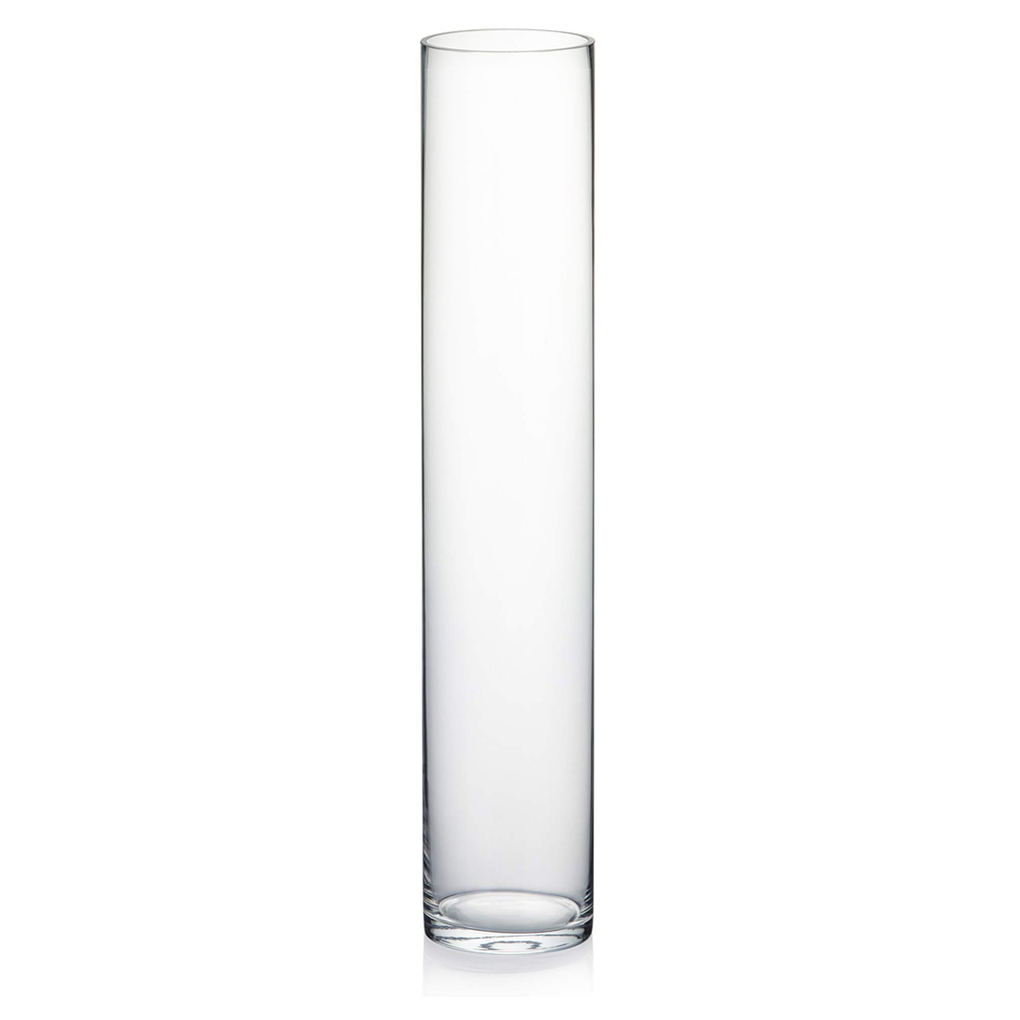 Photo 1 of WGVI Quality Thick Weighted Clear Cylinder Glass Vases, 3" W x 16" H, Skinny Bud Tall Vase Floral Bouquet Flower Arrangements Wedding Centerpieces Container Candle Holders Home Decor, 1 Piece