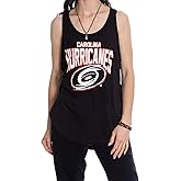 Calhoun NHL Distressed Team Logo Ladies Flowy Racerback Crochet Lace Tank Top