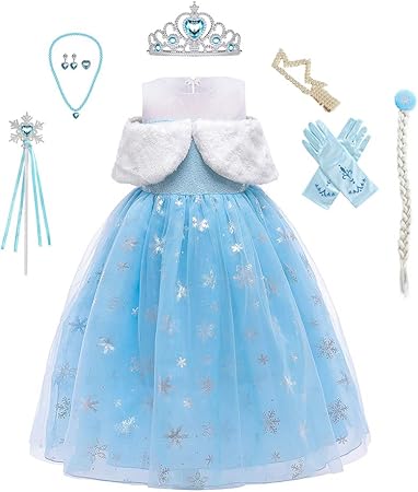 Amazon Shinykids アナと雪の女王2 ドレス 子供 エルサ ディズニープリンセス ドレス キッズコスチューム アナ雪2 コスチューム コスプレ ハロウィン コスチューム 子供 誕生日 プレゼント豪華9点セット ぬいぐるみ おもちゃ