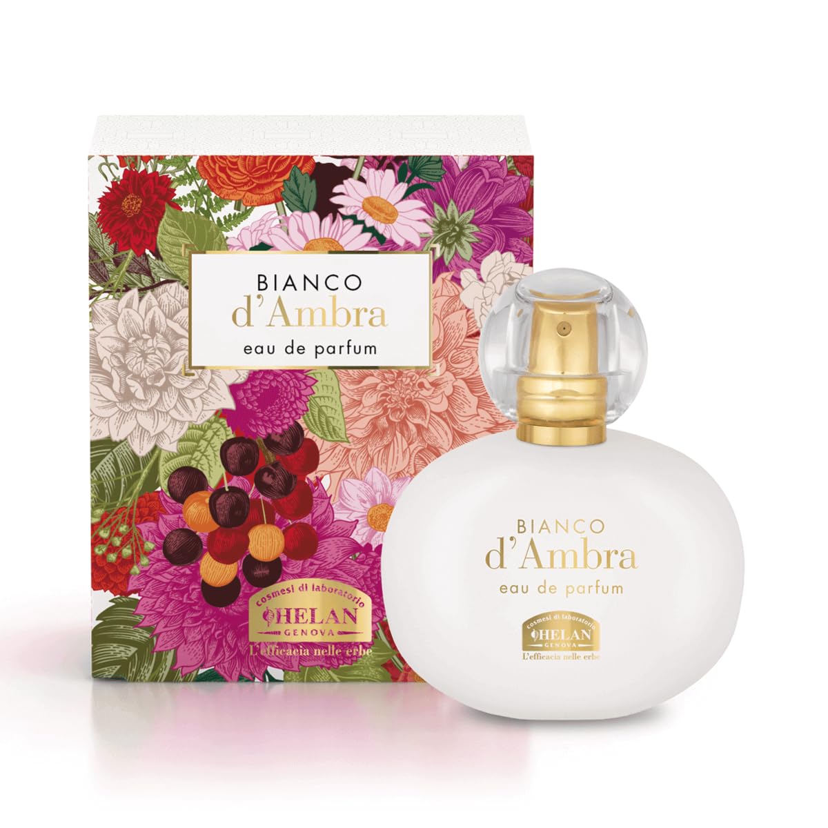Helan, Bianco D'Ambra - Perfume for Women with Floral Spicy Notes, Ladies Perfume with Nutmeg, Incense & Iris, Womens Perfumes, Gifts for Women, Long-Lasting Fragrance 4-5 Hours, 50 ml - Made in Italy