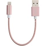 [Apple MFi Certified] CableCreation Short Rose Gold Lightning to USB Data Sync Cable for iPhone 6S iPhone 6,iPhone 5/5S/5C, Metal Plug & Cotton Jacket, L=15CM
