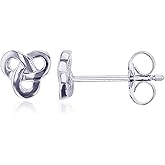 Solid 925 Sterling Silver Polished Celtic Knot Stud Earrings for Women | 6.2mm Gold Plated Hypoallergenic Studs