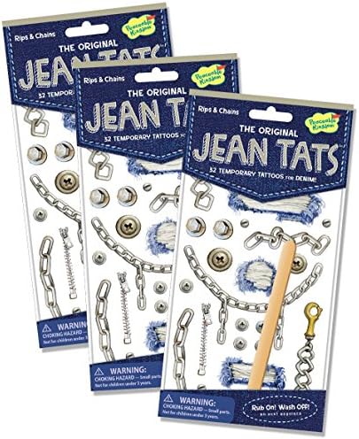 Peaceable Kingdom Jean Tats Rips and Chains Temporary Tattoos for Fabric - 3 Pack