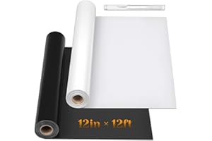 12" x 24ft Heat Transfer Vinyl Rolls, Flasoo 2 Rolls Black and White HTV Iron on Vinyl for Shirts, Compatible with All Cutting Machine, Easy to Cut & Weed (12 Inches by 12 Feet Per Roll)