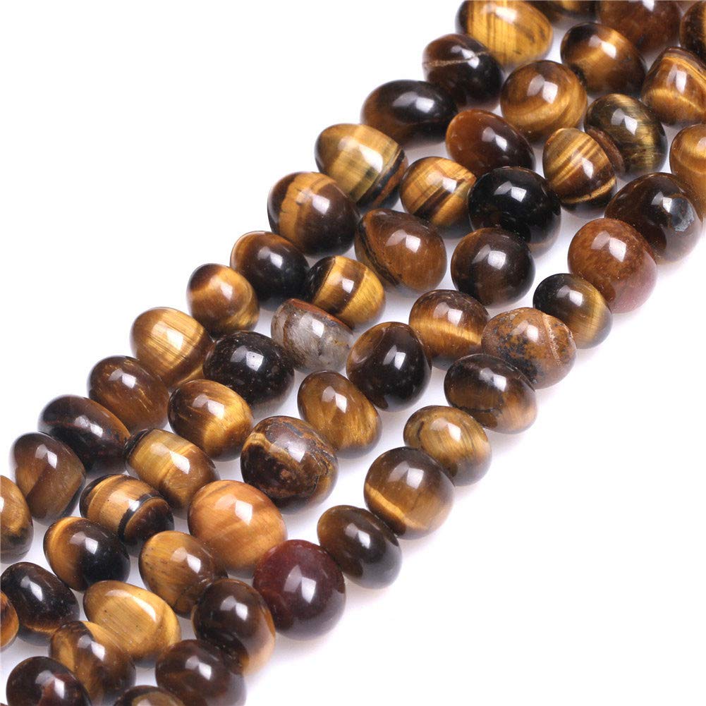 Sweet & Happy Girl's Store 8X12mm Freeform Potato Gemstone Tiger Eye Beads Strand 15 Inch Jewellery Making Beads — image 1