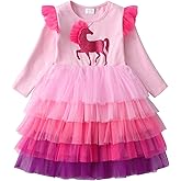 DXTON Girls Tutu Dresses Toddler Winter Long Sleeve Party Tulle Dresses for 2-12T