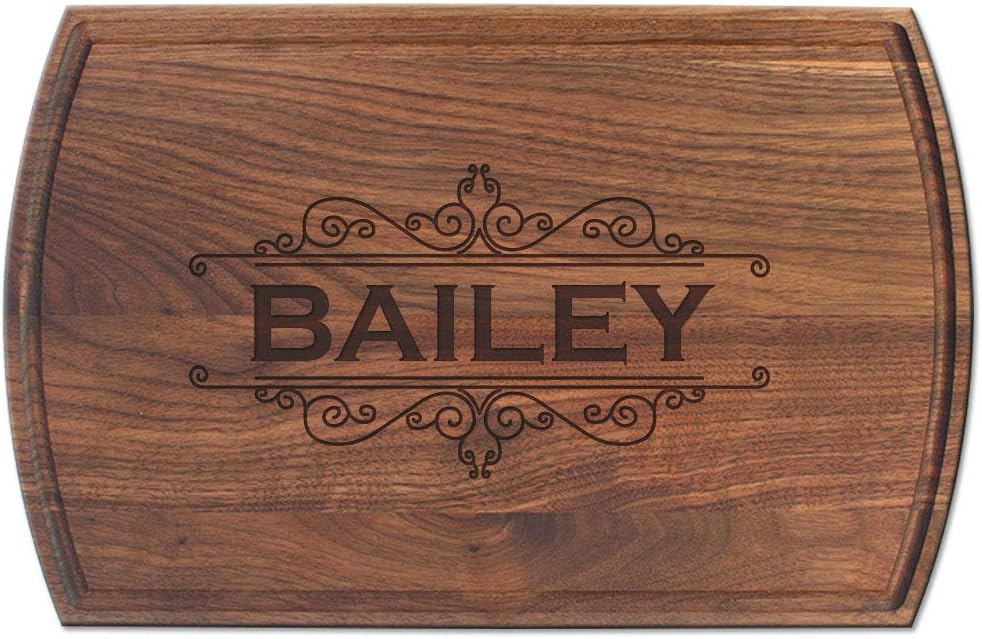 Froolu Calligraphic Border extra large wooden chopping board for Name Engraved Birthday Gifts