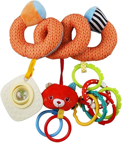Amazon.com: Citmage Juguetes para cuna de bebé, actividades en espiral, juguetes de felpa multifunción, juegos de bebé, gatitos lindos, colgante de anillo de percha Gutta envuelto en cunas, carritos y asientos de