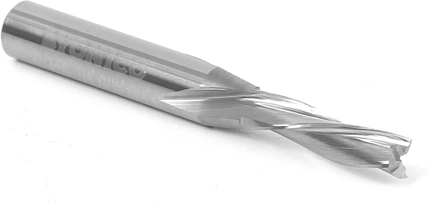 Yonico 36312-SC - Low Helix Downcut Spiral End Mill CNC Router Bit, Diameter: 3/16", Cutting Height: 3/4", Flutes: 3-1/4" Shank