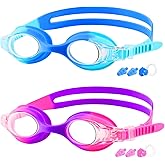 COOLOO Kids Swim Goggles, 2 Pack Swimming Goggles for Boy and Girls No Leaking Anti-Fog Waterproof Goggles for Kids 3-15