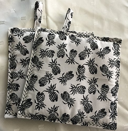 Pineapple Pot Holders, Black/White, Made in Hawaii, Hot Pads