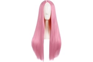 MapofBeauty 28 Inch/70 cm Women Special Natural Long Straight Synthetic Wig (Light Hot Pink)