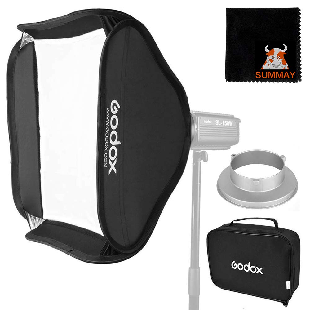 GODOX Foldable Softbox Fit for Studio Flash 60cm x 60cm / 24 x 24inch with Bowens Mount Speed Ring Adapter (60x60cm softbox for studio flash)