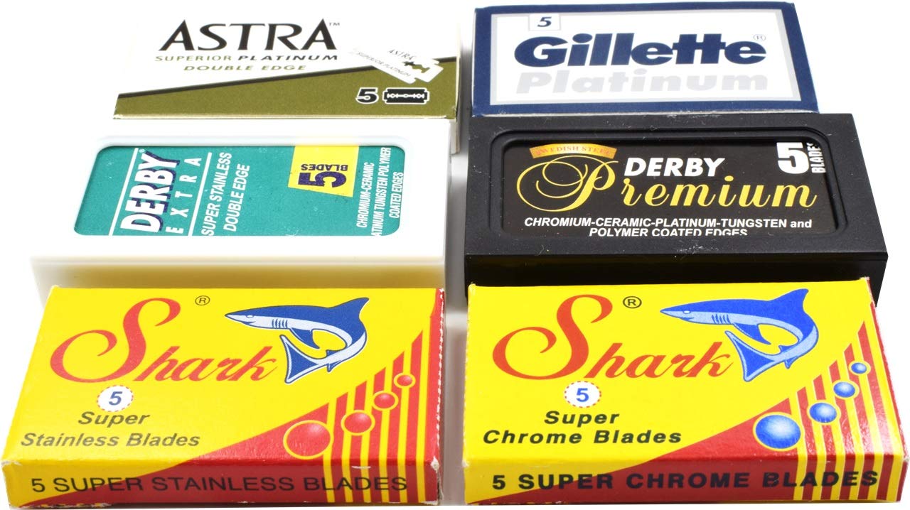 Razor Blades Club - Astra-Derby-Shark 30 Quality Double Edge Razor Blades Sampler (6 different brands)