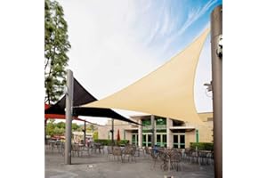 Royal Shade 32' x 32' x 32' Beige Triangle Sun Shade Sail Canopy Outdoor Patio Fabric Screen Awning RTAPT32-95% UV Blockage, Heavy Duty, Water & Air Permeable (We Make Custom Size)