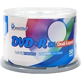 Smart Buy 50 Pack DVD Plus R DVD+r Dl 8.5gb 8X Dual Layer Blank 50 Discs | DVD+R DL Double Layer, Hold Roughly 240 mins of Data, Video Data Music Blank Recordable Media Disc, Spindle Cakebox Packaging