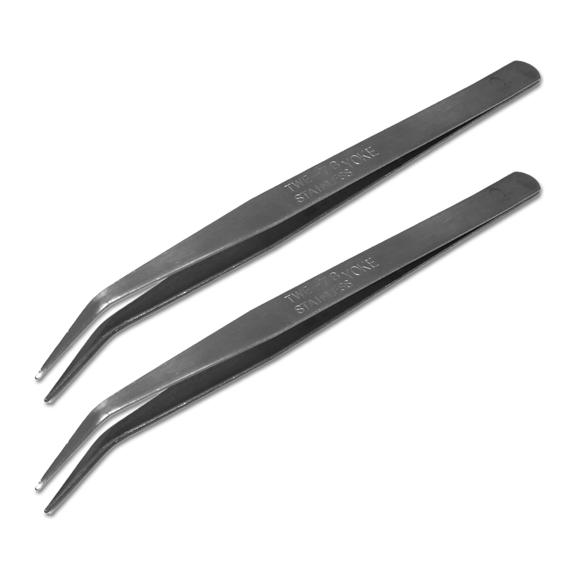 JYC CREATIVE 2 Pcs Stainless Steel Curved Tweezers for Eyelash Extensions and More, Professional Application Tools, Precision Every Use, Ideal for Craft and Precision Work (2), 5034