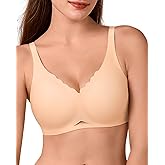 SHARICCA Wireless Bras for Women - Seamless Padded Bra No Underwire, Comfortable Soft Jelly T-Shirt Bralette for Older(M-2XL)