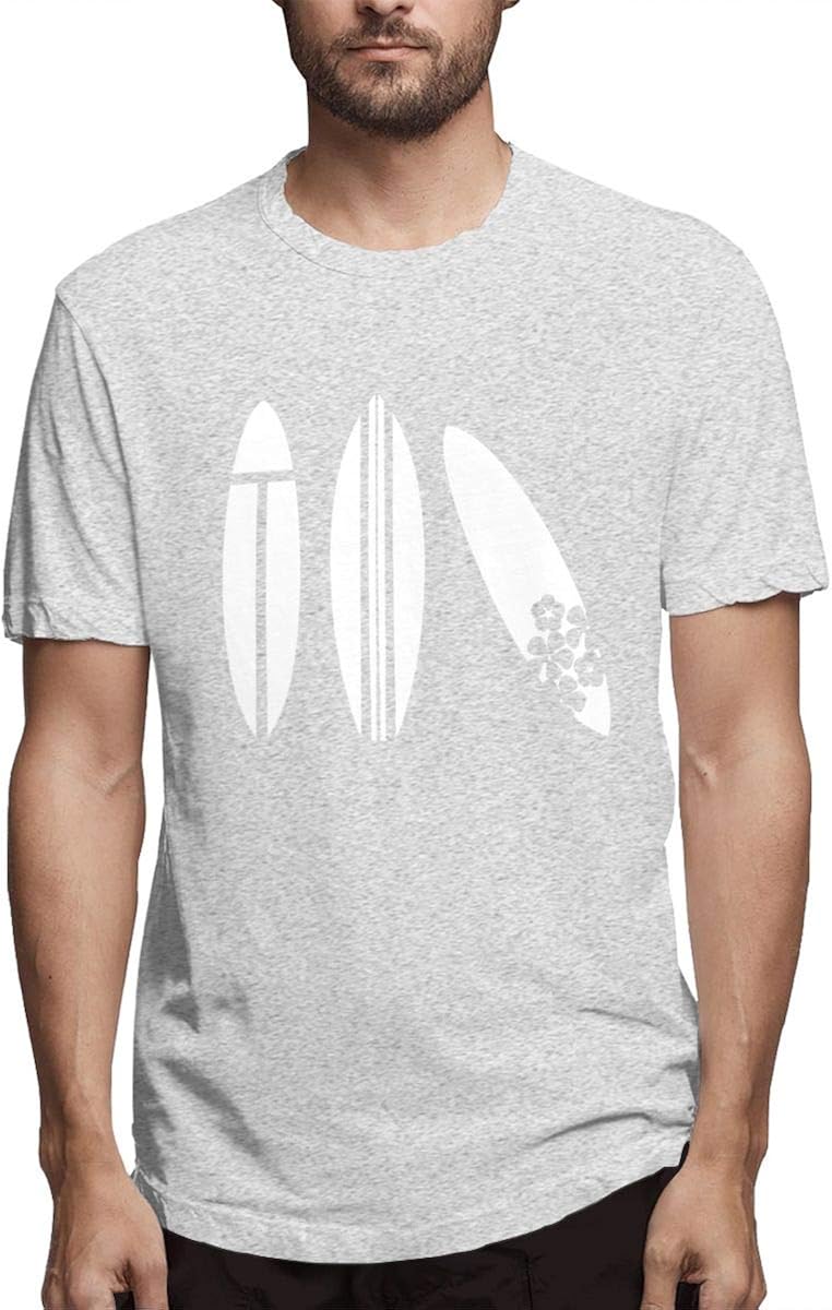 Graues und weißes Surfbrett Herren Baumwolle Performance Kurzarm T