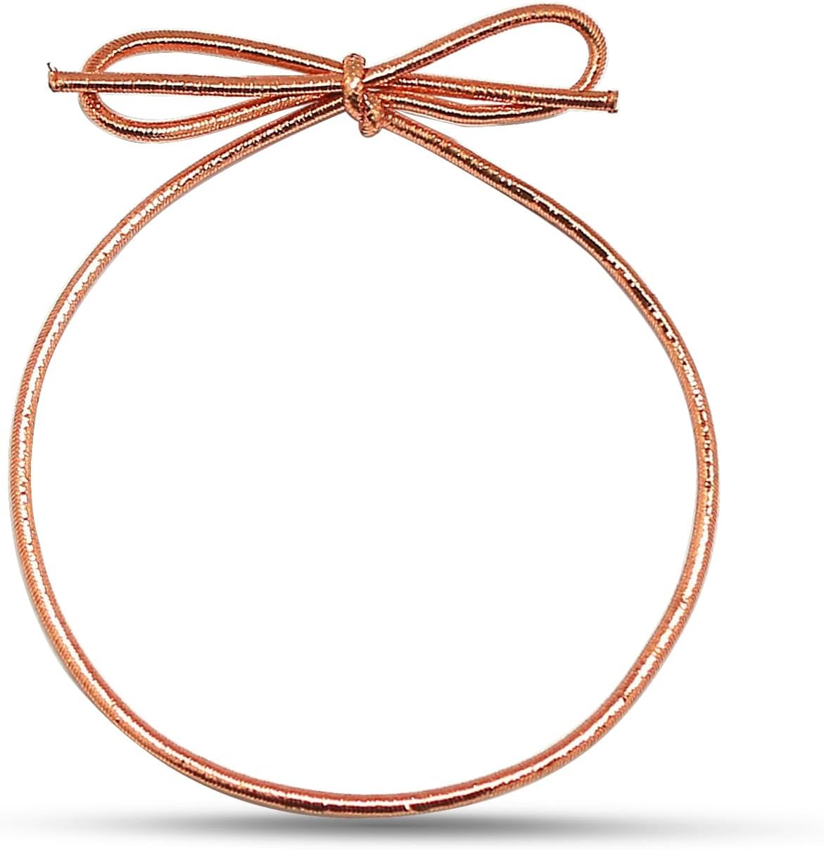 FQTANJU 100 Pcs Rose Gold Stretch Loops with Pre-Tied Bows from Elastic Ribbon - 6 Inches Elastic Metallic String Gift Bows for Gifts Boxes,Tags, Craft & Easy Wrapping