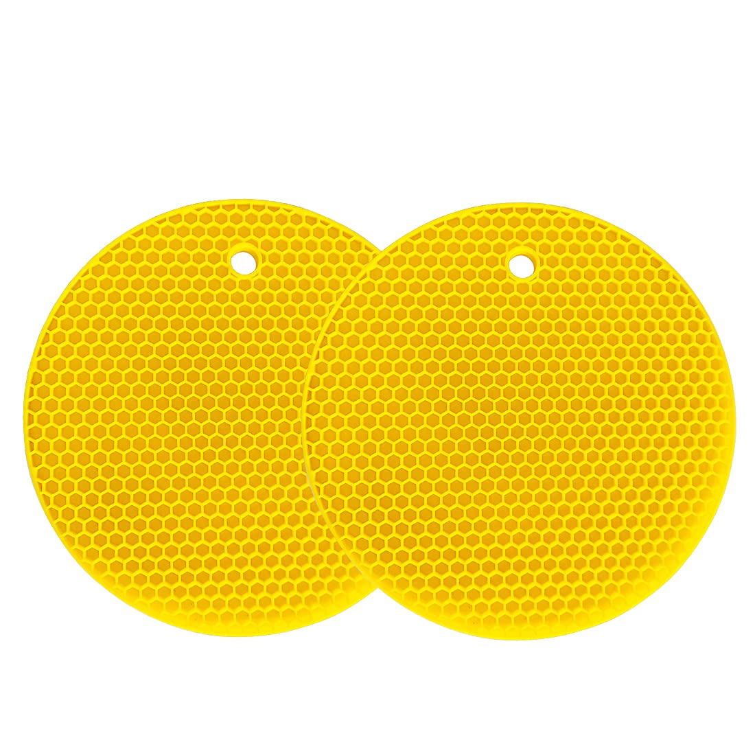 Silicone Trivets Mat Multi-Purpose Drying Trivet Mat Heat Resistant to 464°F, Pot Holder, Waterproof, (Set of 2) Non Slip, Flexible, Durable, Dishwasher Safe (Yellow) — image 1