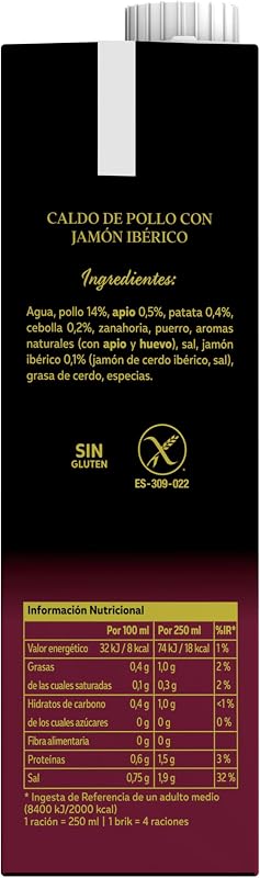 Caldo Gourmet de Pollo con Jamón Ibérico 1L