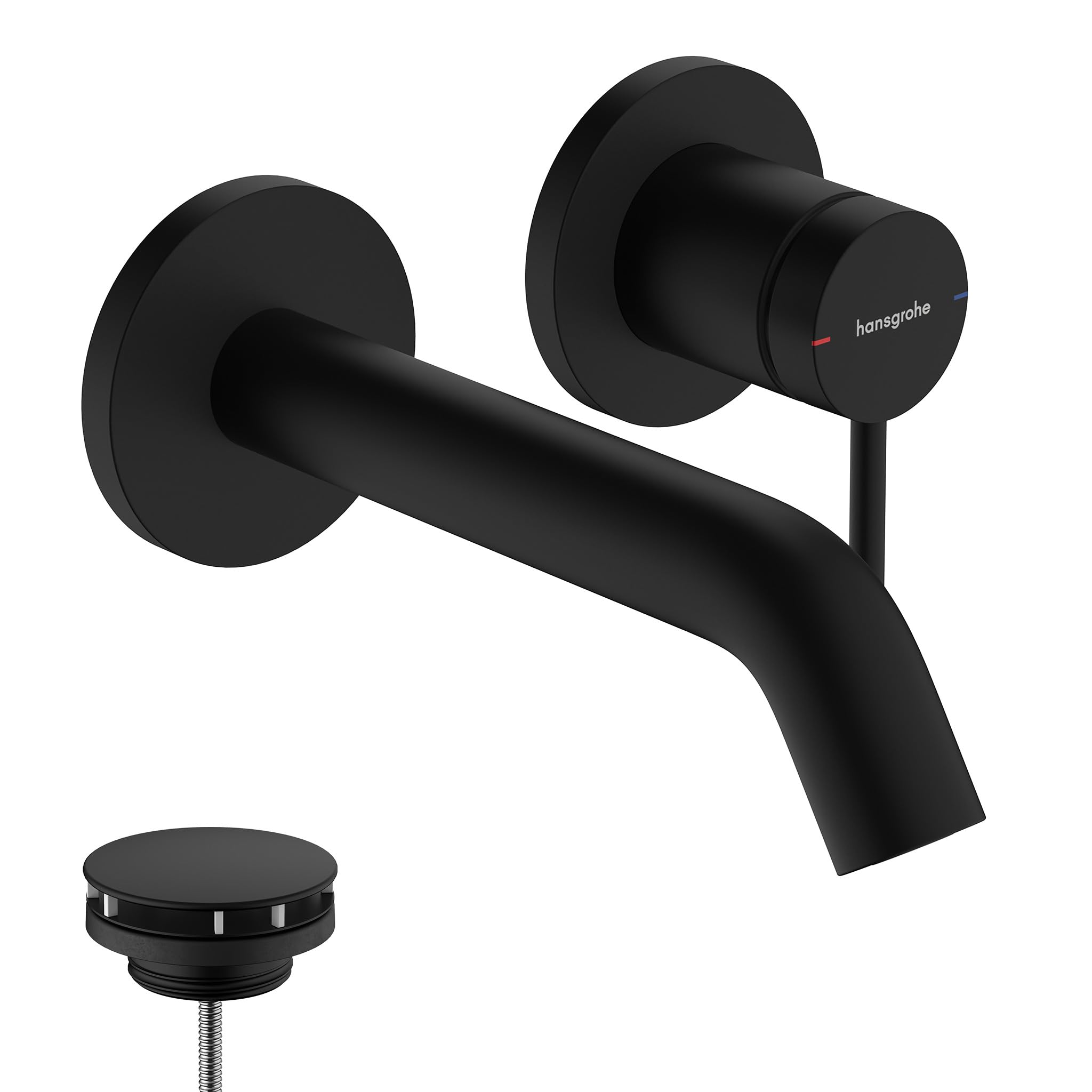 hansgrohe Tecturis S - Bathroom tap Concealed for Wall mounting with Waste Set, with spout, Bathroom Sink tap with spout Length 16,5 cm, Basin Mixer tap Water-Saving (EcoSmart), matt Black, 73350670