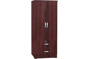 Better Home Products Grace Wood 2-Door Wardrobe Armoire with 2-Drawers Mahogany