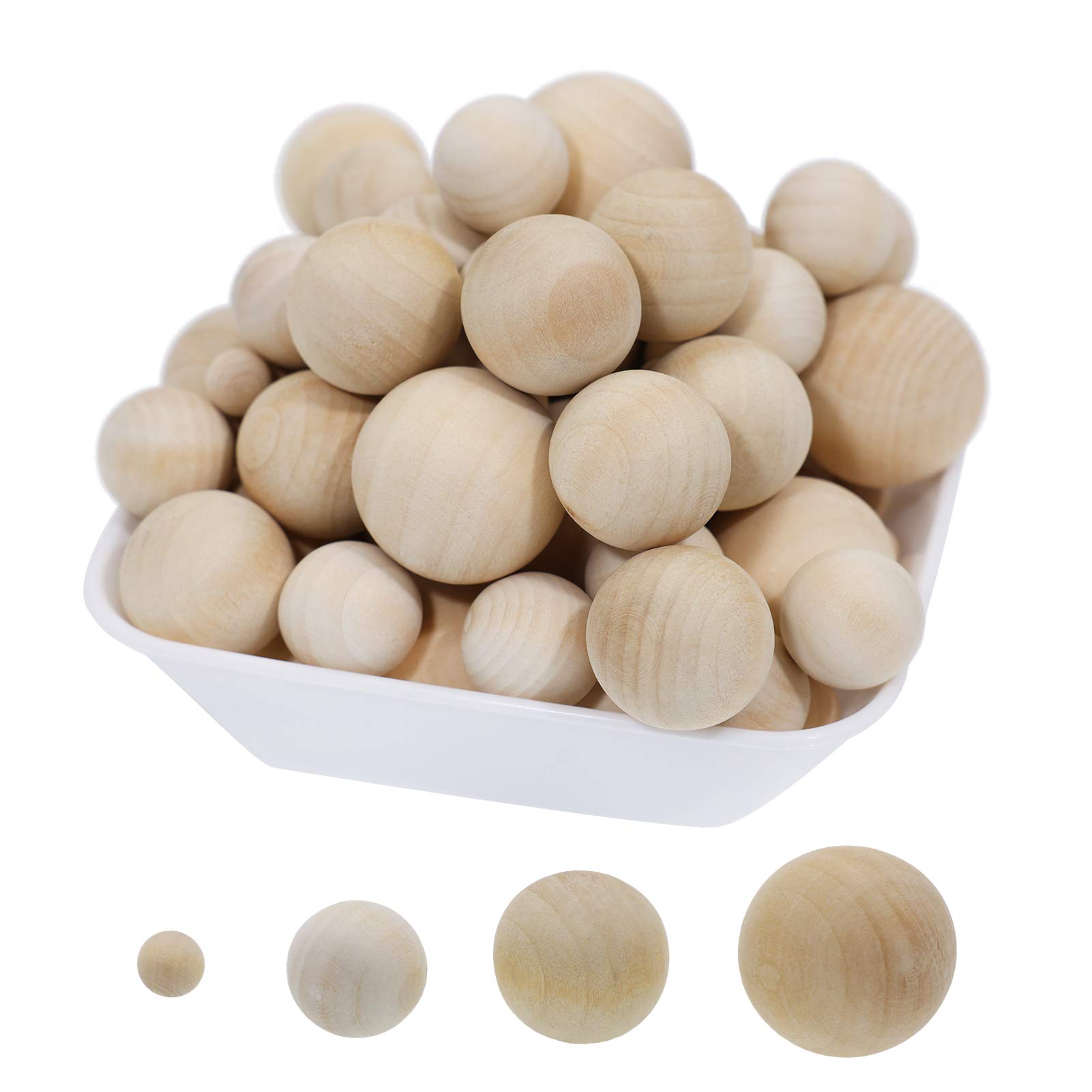witgift Wooden Balls, 110 Pieces Wooden Balls Round Unpainted Natural Wood Beads Craft Beads for DIY Jewellery Accessories for Crafts, 4 Sizes, 10 mm, 20 mm, 25 mm, 30 mm (Pack of 110)
