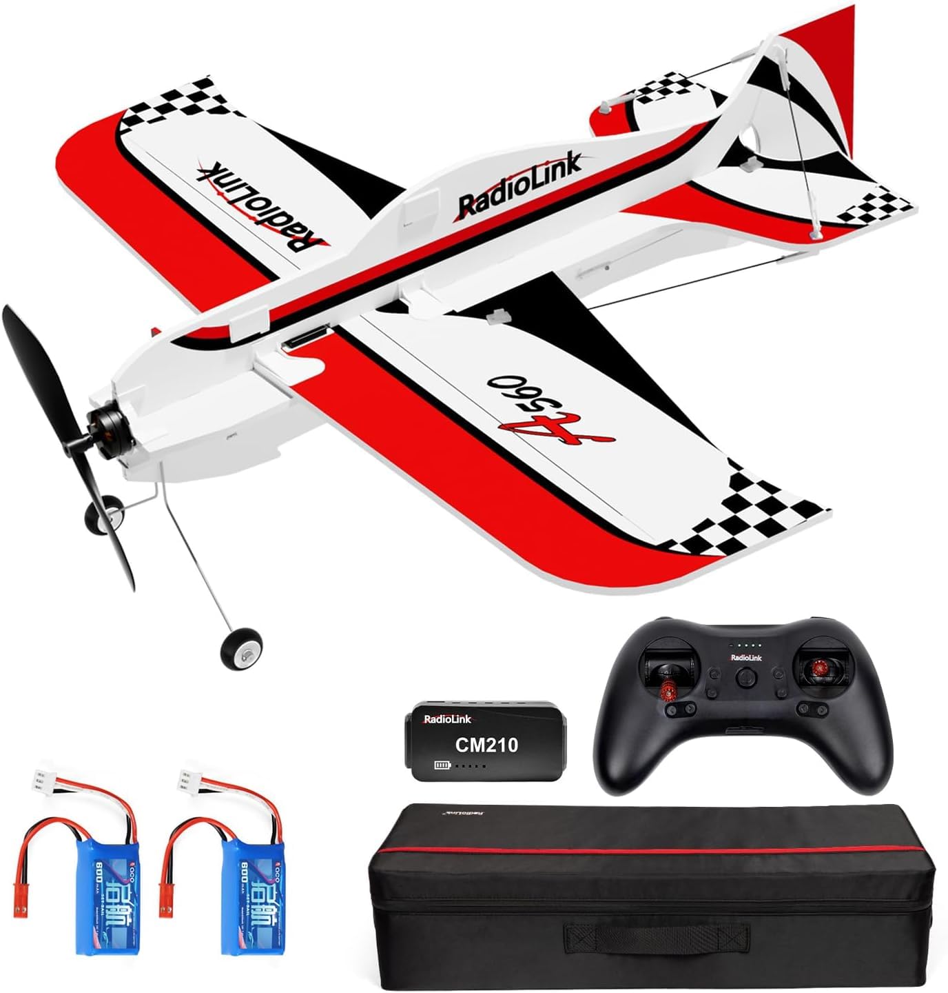 Radiolink A560 RTF RC Airplane, Ready to Fly Brushless 3D RC Plane 580mm, 6 Flight Modes, Gyro Flight Controller & Voltage Telemetry, T8S Radio Transmitter Receiver Kit, 2 Batteries & Charger Included